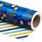 Reversible Hanukkah Wrapping Paper - Mini Roll - 17 Inch x 33 Feet - Blue Gold White Menorahs and Stripe Chanukah Wrapping Paper Perfect for Hanukkah, Chanukah, Holiday